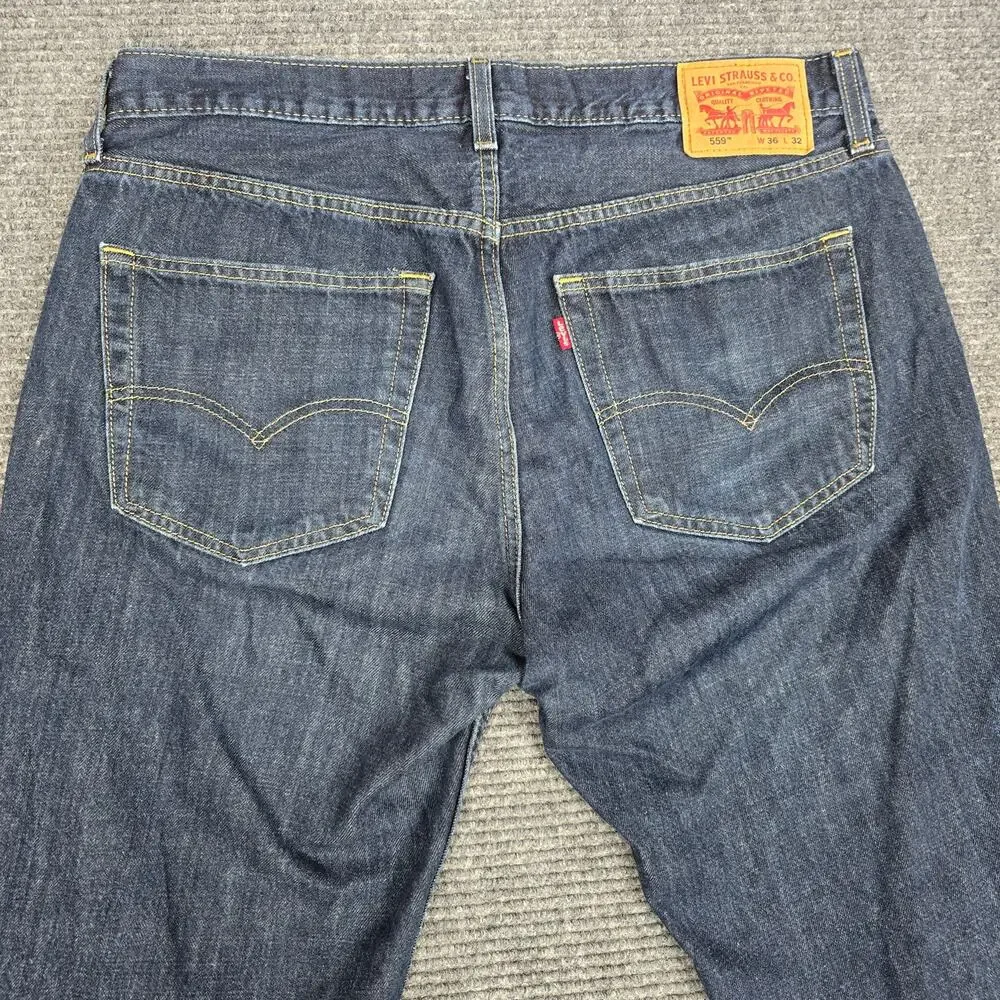 Levi’s 559 Men’s Jeans 36x32 Dark Wash Relaxed Straight 100% Cotton